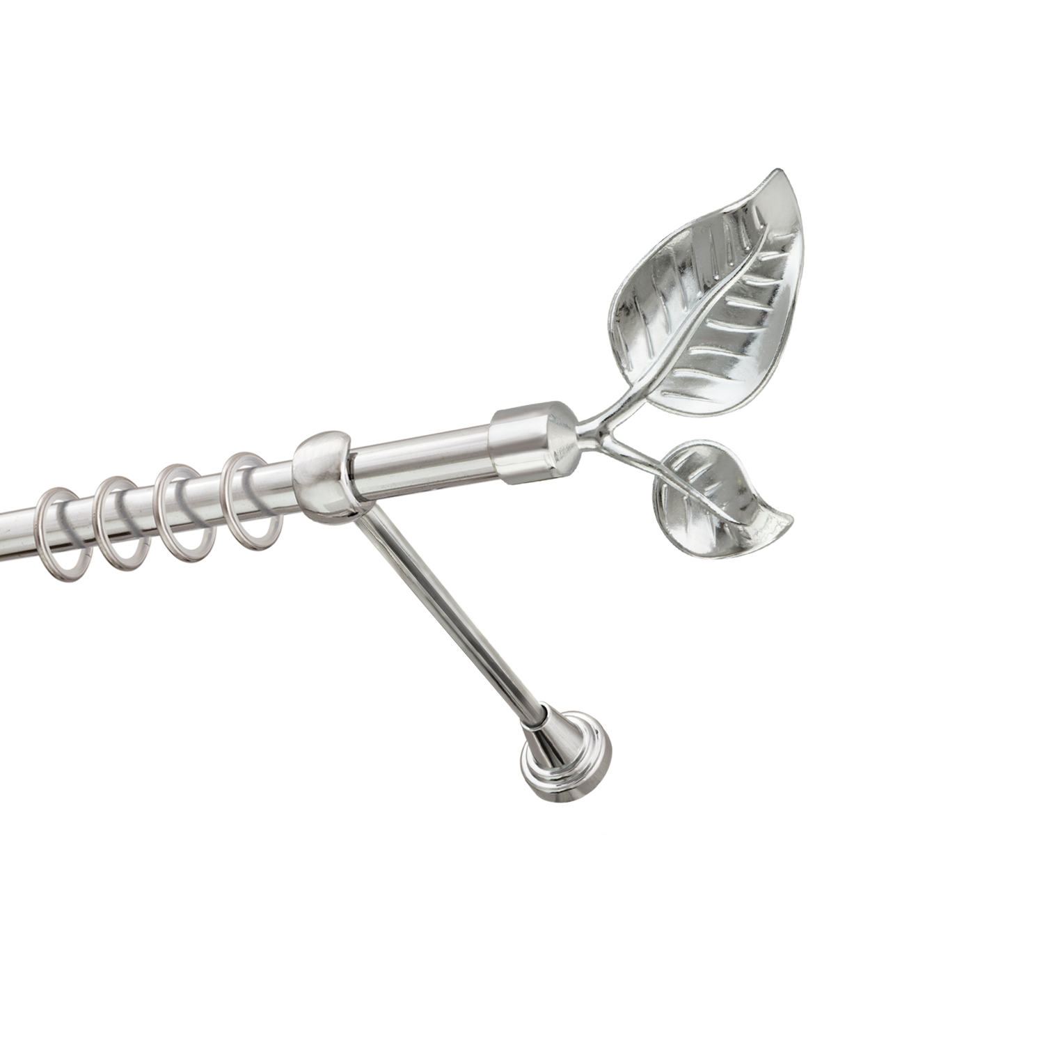 Металлический карниз для штор Тропик, однорядный 16 мм, серебро, гладкая штанга, длина 300 см - фото Wikidecor.ru